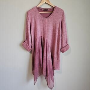 Italian Made Sweater Womens Small Mauve Mohair Blend Cozy Knit Lagenlook Fall